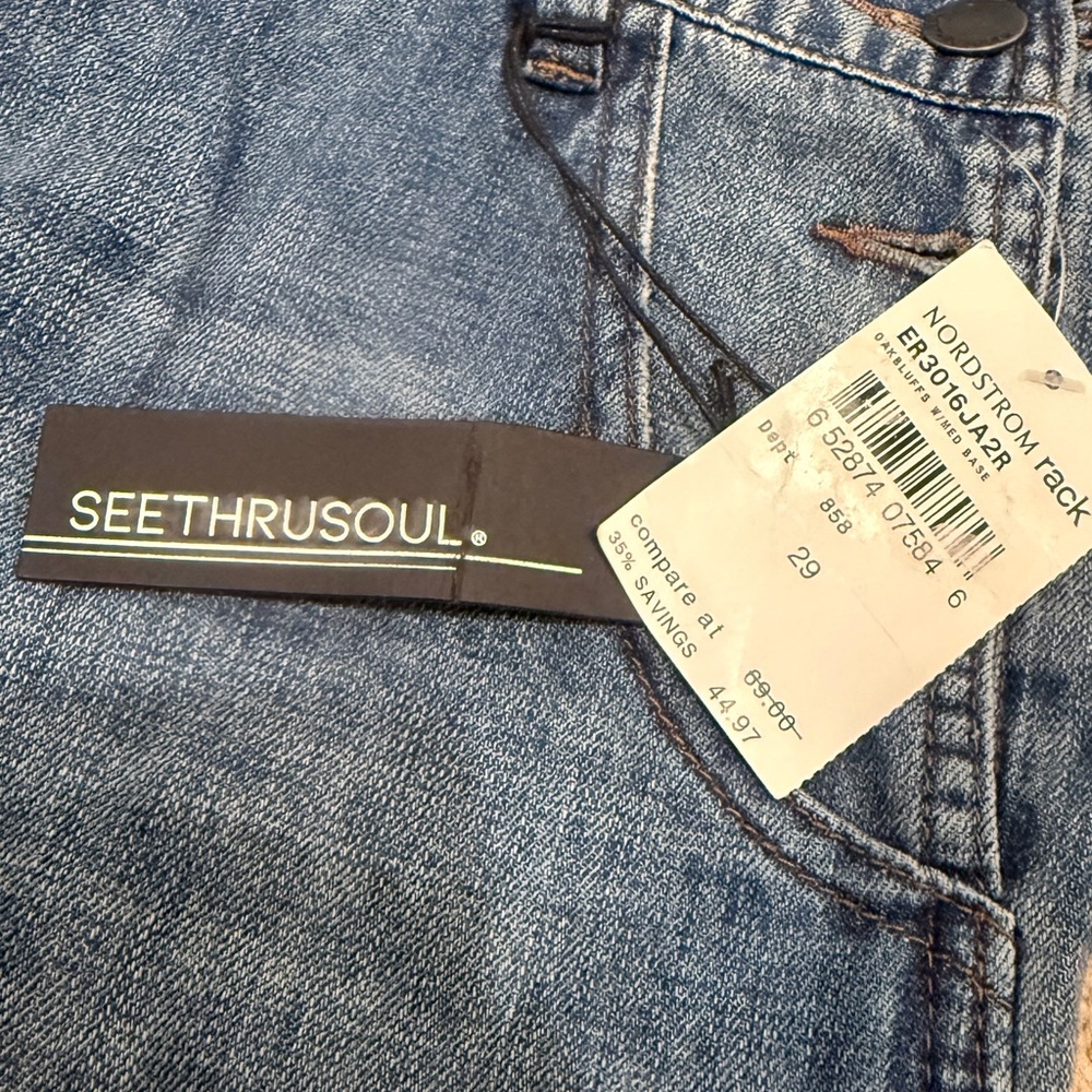 See Thru Soul Blue Denim Overall Shorts - Picture 4 of 7